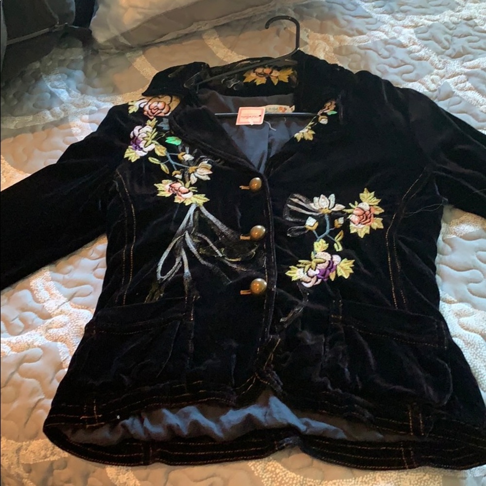 Johnny Was Velvet flower jacket